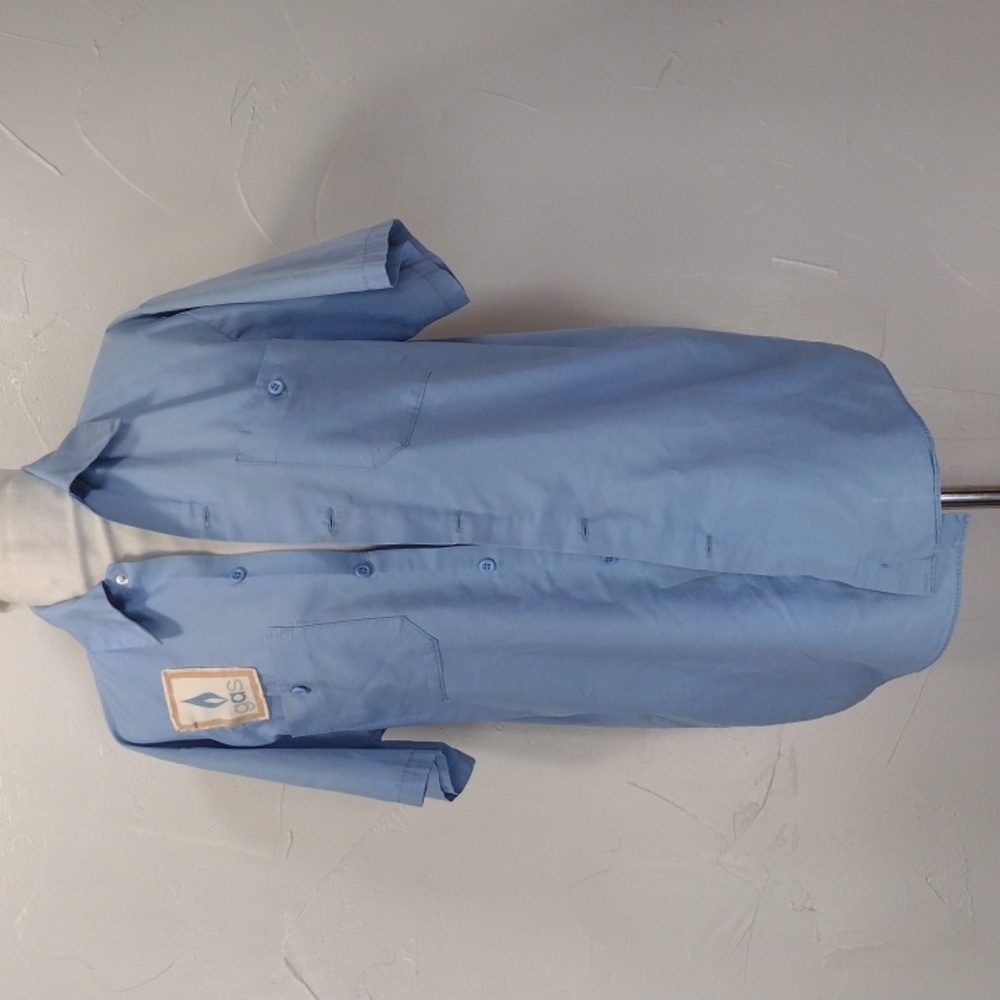 Dingy VTG Vapor Wear by Work Wear Gas Company Blue Short Sleeve Shirt Medium Men